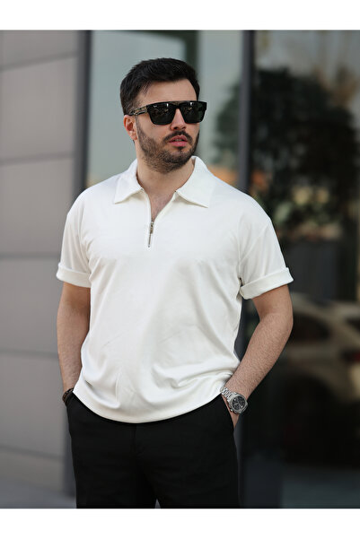 BASEL.CO Μπλουζάκι με γιακά πόλο με φερμουάρ Oversize Loose Fit