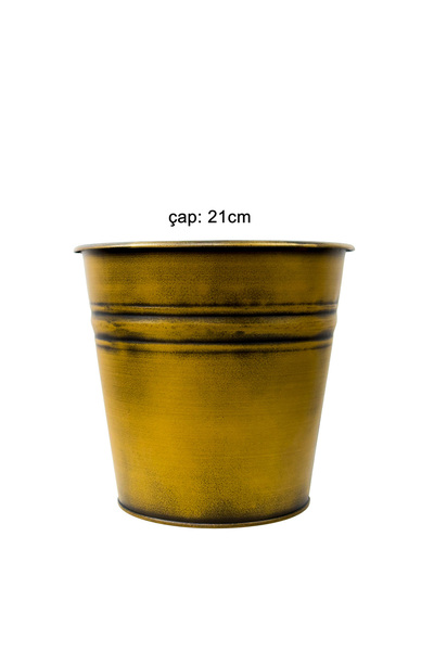 Fidanburada Gold Metal Saksı 21cm