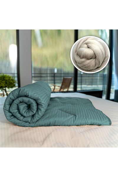Pucioasa Pilotă Matlasată Lână Damasc 100% - De Iarnă - Verde Petrol - 140Cm X 210Cm
