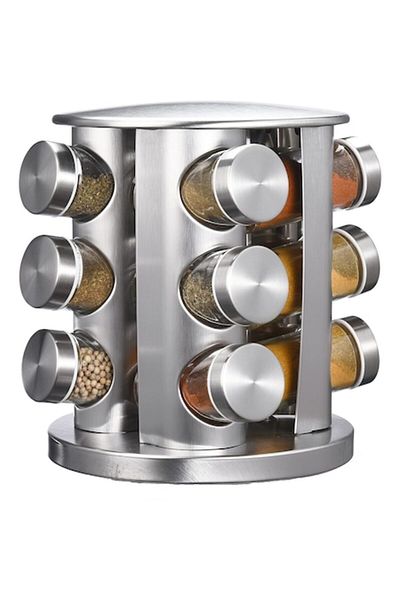 OEM Set recipiente pentru condimente, Amrhaw, 12 piese, Inox/sticla, Alb