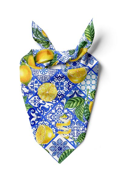 TUA İPEK Bandana/Eșarfă cu model de lămâie italiană 55x55cm