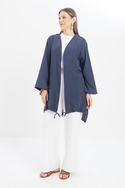 ALLDAY Indigo-Skirt Tip Gathered Muslin Cap