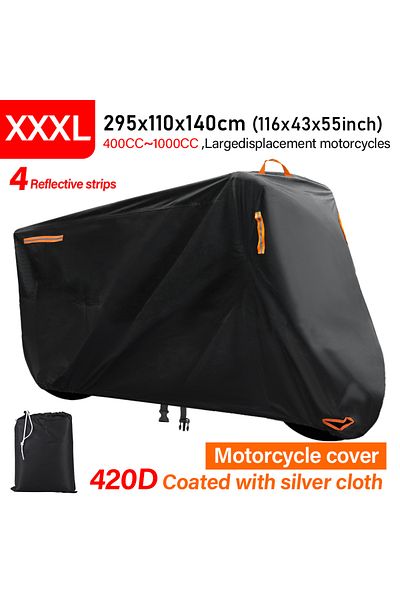 Choice أغطية دراجات نارية سميكة 420D مقاس XXXL 3XL بتصميم أسود مقاومة للماء والغبار والمطر والثلوج والأشعة فوق البنفسجية