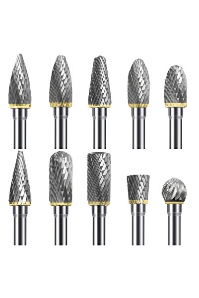 Choice1 Double Cut Carbide Burr Set 10PCS 1/8" Shank Double Cut Tungsten Carb...