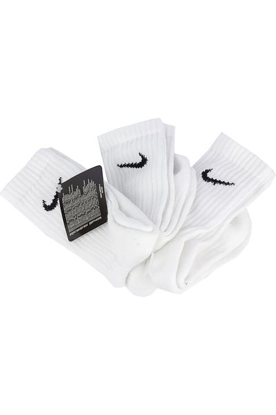 Nike 3 PPK Value Cotton Crew Socks SX4508-101, Unisex, S, White