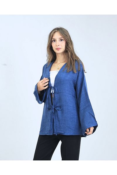 fh fashionhere Cămașă tunică kimono albastru petrol pentru femei, confortabilă și elegantă