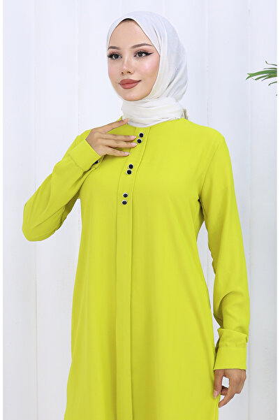 sefamerve Düğme Detaylı Tunik 5133-03 Yağ Yeşili