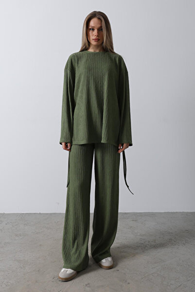 VAGGON Women's Khaki Piping Detailed Suit Vs00467