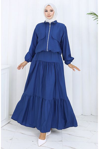 sefamerve Set dublu cu fermoar cu manșon elastic 0129-05 Indigo
