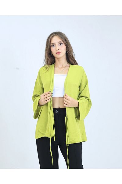 fh fashionhere Cămașă tunică kimono verde ulei pentru femei, confortabilă și elegantă