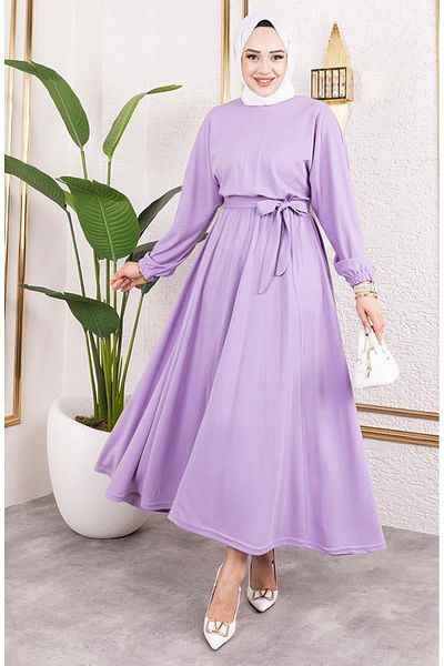sefamerve Rochie cu talie 2051-01 Liliac