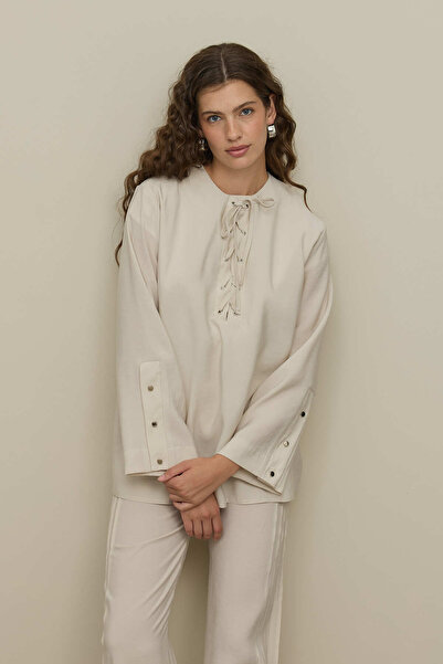 Fahhar Eyelet Detailed Trouser Suit Stone