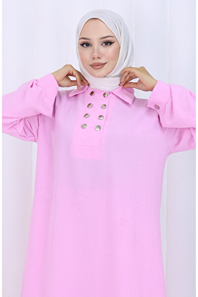 sefamerve Double Button Tunic Trousers Double Suit 2118-03 Pink