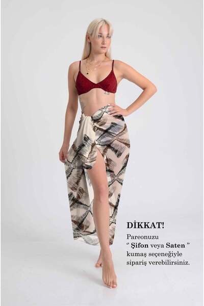 DESENİX نمط هندسي خطي باريو |   100x145 سم |   قماش شيفون حريري مطبوع رقميًا