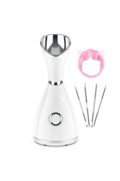 LittleDomi Sauna Faciala cu Bentita pentru Par si Set de 4 Pensete pentru Comedoane, Puncte Negre, Cosuri