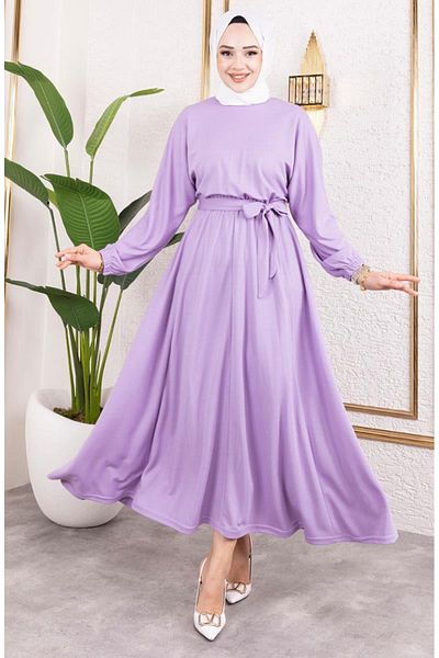 sefamerve Rochie cu talie 2051-01 Liliac