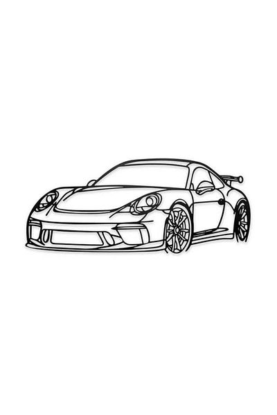 Mirfa Wooden Wall Art With Self Adhesive Base - Black (Porsche Car)