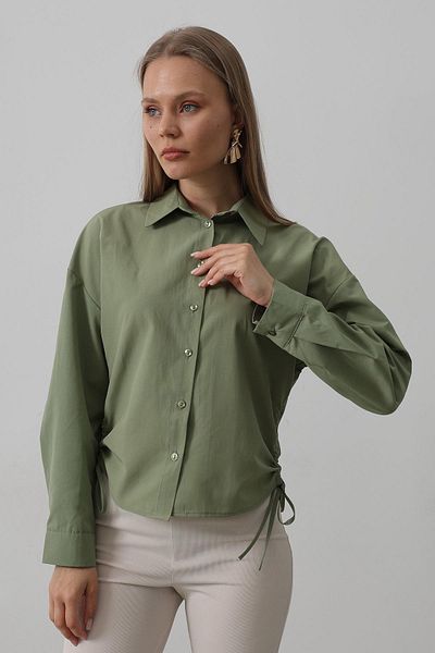 VAGGON Women's Khaki Basic Shirt with Side Ties Vs00539