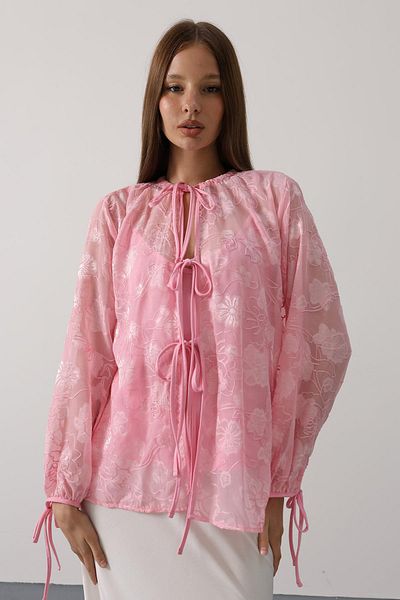 VAGGON Chiffon Patterned Tie-Up Blouse