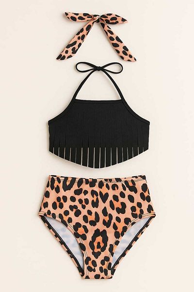 My Kids Wear Girl's Bandana Ruffle Detailed High Waist Swimsuit Set 3-10 Years 11927