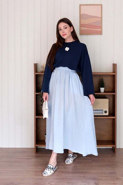 Ceylan Otantik Σετ φούστα Navy Blue Crop Body & Baby Blue Muslin Piping