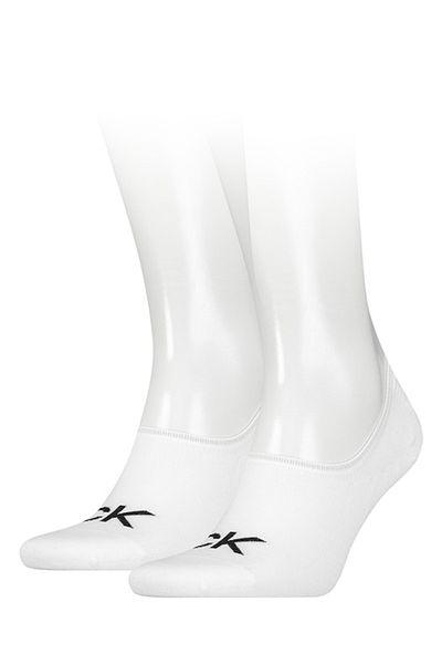 Calvin Klein , Șosete unisex foarte scurte cu detalii cu logo - 2 perechi, albe, mărime EU 43-46