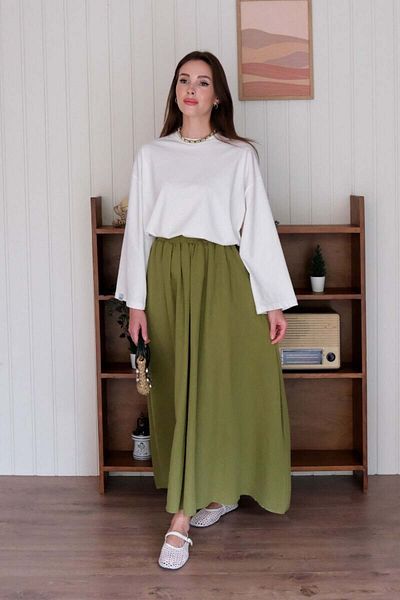 Ceylan Otantik Σετ φούστα Ecru Crop Body & Pistachio Green Muslin