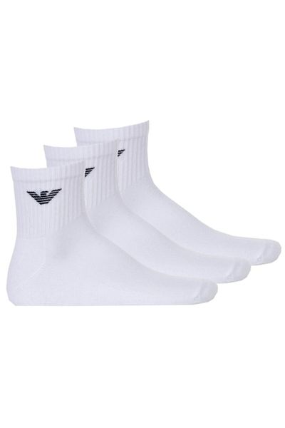 Emporio Armani , Set of Short Socks with Logo, 3 Pairs, White, One Size