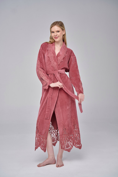 Nuşa Lace Niki Velvet Bamboo Cotton Dressing Gown