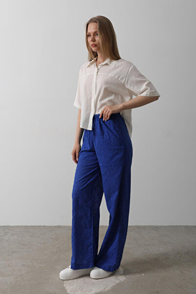VAGGON Women's Cobalt Tie-Waist Brode Pants Vs00559