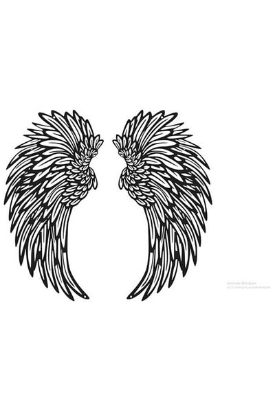 Mirfa Wooden Wall Art With Self Adhesive Base - Black (Angel Wings)