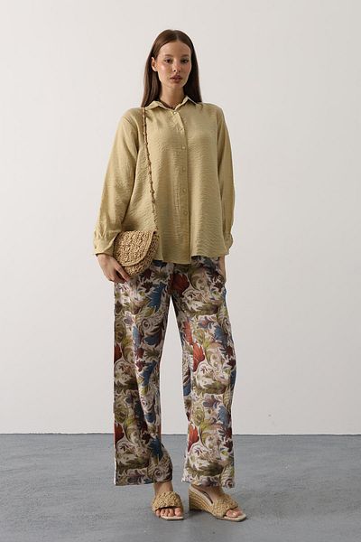 VAGGON Patterned Trousers and Oversize Shirt Set