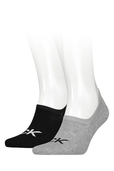 Calvin Klein , Set of very short unisex socks with logo details - 2 pairs, Black, Grey, Size 39-42