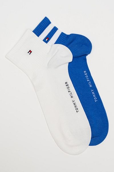 Tommy Hilfiger , Set of Short Socks - 2 Pairs, White, Royal Blue, Size 39-42