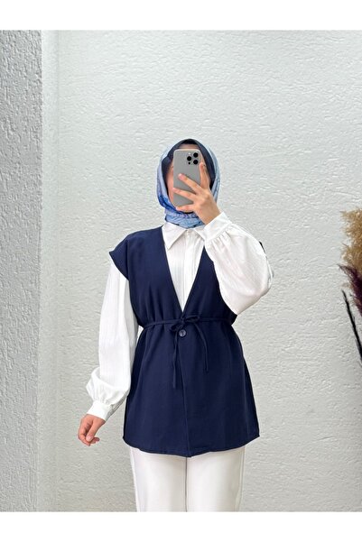 BENAHOLL سترة Nubonia من الكتان بزر واحد-AS872 أزرق داكن