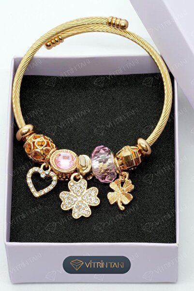 Çelik Mixed Figure Gold Color Bracelet