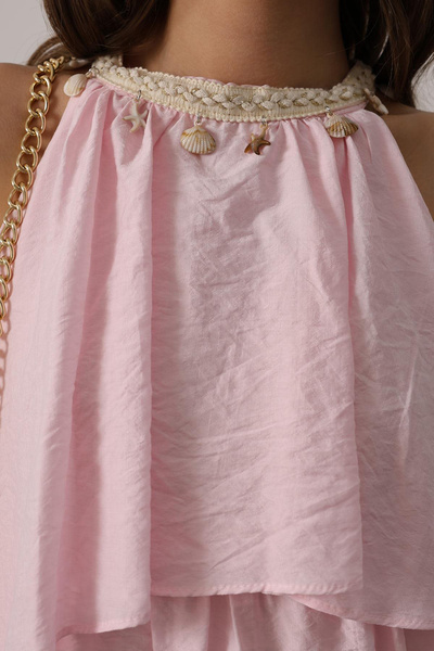 VAGGON Women's Collar Detailed Layered Dress Vs00629