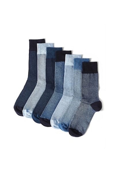 Marks & Spencer , Set de sosete lungi Cool & Fresh™ - 7 perechi, Albastru melange, 6-8.5