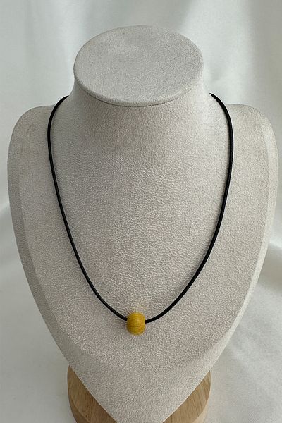 Modex Small Wooden Bead Black String Necklace (40cm)