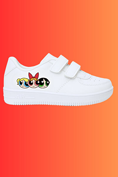 MECH BUTİK Pantofi sport pentru fete cu velcro imprimat PowerPuff Girls, alb-...