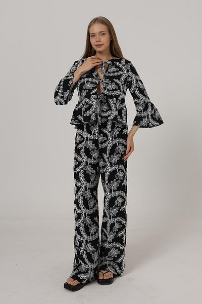 VAGGON Self Embroidered Lined Relaxed Fit Pants