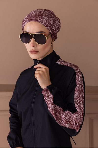 dilber fashion Σετ μαγιό Hijab με μοτίβο λεοπάρ και τσάντα δώρο