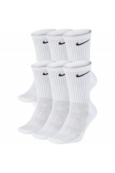 Nike Everyday Cushioned Training Crew Socks Set, White, 38-42 EU