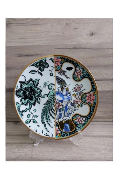 FERMATO طقم أطباق كيك من البورسلين مصنوع يدويًا لـ 6 أشخاص من سلسلة سيريموني