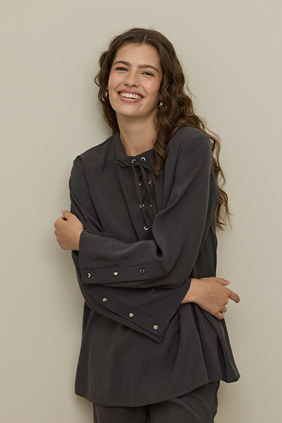 Fahhar Eyelet Detailed Trouser Suit Anthracite