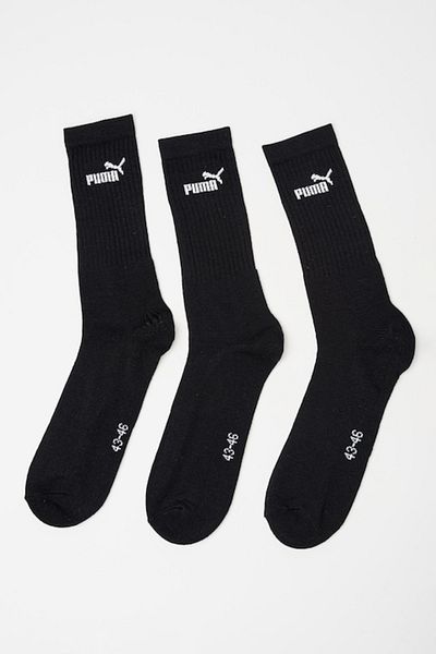Puma , Set de șosete lungi unisex cu logo - 3 perechi, Negru, Alb murdar, 43-46