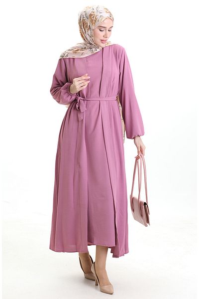 sefamerve Set Abaya Nobil 0336-08 Dusty Rose