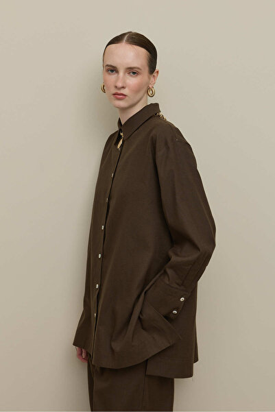 Fahhar Lyocell Linen Shirt Suit Brown