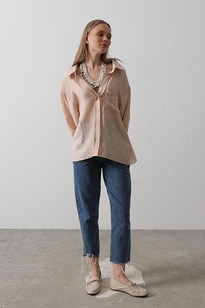VAGGON Women's Stone Pocket Detailed Oversize Shirt Vs00493