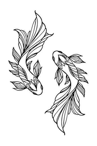 Mirfa Wooden Wall Art With Self Adhesive Base - Black (Koi Fish) - Pack of 2